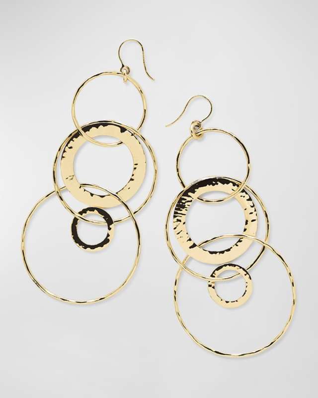 Jumbo Hammered Jet Set Earrings in 18K Gold